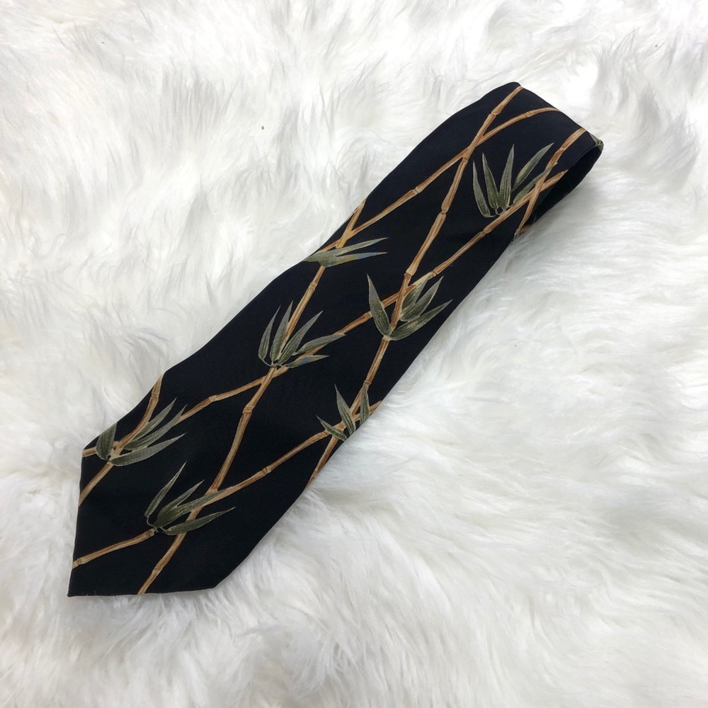 Polo by Ralph Lauren bamboo silk tie black vintage